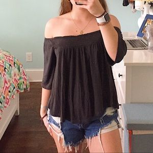 AEO Grey Off the Shoulder Top